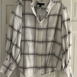 NWT Banana Republic Piazza Flannel white/black plaid.